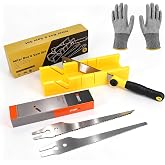 Miter Box with 4-in-1 Saw 3 Interchangeable Blades 0&deg; - 90&deg; with Protective Gloves