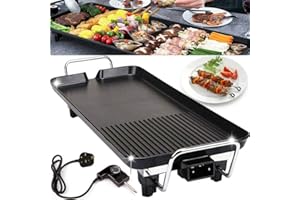 XINNG Electric Table Top Grill Portable Barbecue Grill Non Stick Teppanyaki Tray Extra Large Size 67x29.5cm Smokeless BBQ Hot Plate for Party Camping Festival Cooking