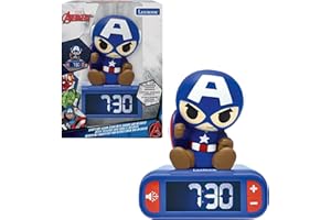 LEXIBOOK, Marvel Avengers, Reloj Despertador con Luz Nocturna de los Vengadores, Sonidos y Melodías, Pantalla LCD Retroiluminada, Luminoso, Snooze, RL800AV1