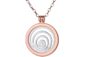 Morella Halskette Damen rosegold 70 cm Edelstahl mit Amulett und Coins 33 mm in Schmuckbeutel