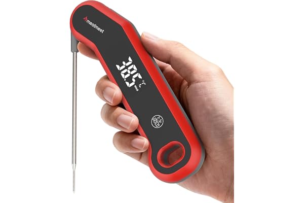 S1 Kötttermometer Digital, 0.5s Omedelbar Läsning Matlagningstermometer | ±0,3°C Noggrannhet, IP67 Vattentät Termometer Matlagning, Automatisk Roterande LED-skärm, Vaknar Genom Rörelse