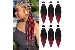 XIIMENALU Wstępnie rozciągnięte włosy do zaplatania 6 opakowań EZ Braids Naturalna tekstura Yaki Przedłużanie włosów Pełny łatwy warkocz Profesjonalne włókno syntetyczne