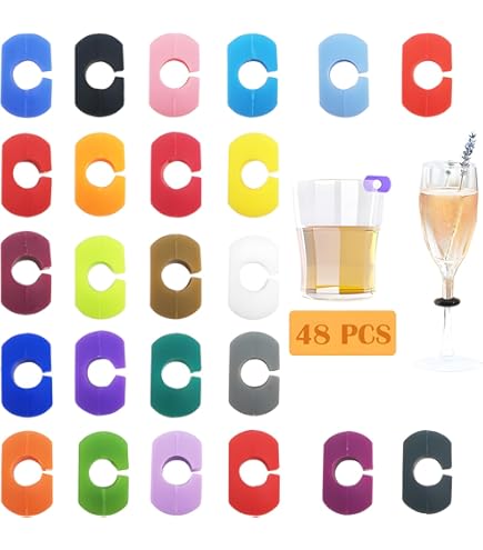 24 Stks Siliconen Drankmarkeringen, Wijnglasbedels Voor Feestglazen Bekers Blikjes Dentificatie Glasmarkeringen Voor Drank Bl