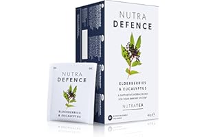 NUTRADEFENCE - Cold and Flu Tea | Cough Tea | Immune Tea - Providing Immune Support - Includes Eucalyptus, Elderberry and Mullein - 20 Enveloped Tea Bags - by Nutra Tea - Herbal Tea
