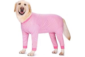 YEAPEETO Pijama de una Pieza para Perros Grandes y medianos para la pérdida de Cabello, alergias, antifugas, protección de heridas, Alternativa de Cono (XL, Rosa)