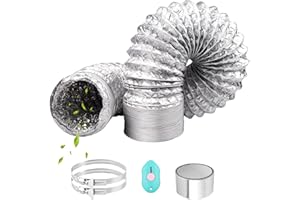 ComPDCVD Tuyau d'Evacuation Flexible 150 mm Longueur 3 m Aluminium Gaine de Ventialtion Tube de Ventilation avec 2 Colliers de Serrage en Acier pour Climatisation Déshumidificateur Extracteur(Argent)