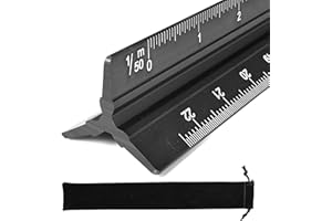 WHPAWH Metal Scale Ruler,30cm Triangular Scale Rulers for Architects Engineers, Metric Ruler for 1:20, 1:25, 1:50, 1:75, 1:100, 1:125