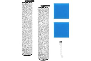 Cexovo Rouleau de brosse de rechange et Filtre pour EUREKA NEW400 Accessoires pour aspirateurs secs et humides,2 Filtres en coton+2 rouleaux de brosse+1 brosse de nettoyage