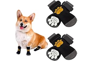 YIQICOMLE 2-Pair Anti-Slip Dog Socks with Adjustable Strap - Pet Paw Protector for Licking and Scratching Prevention, Indoor and Outdoor Use (S)
