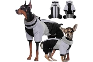 Kuoser Wasserdichter Hundemantel für Kleine Hunde - Wärmer Winterhundemantel mit Geschirr und Reflektierenden Details in Schwarz M