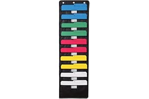 WallDeca Portariviste da Parete con 10 Tasche Formato A4 ed Etichetta Identificativa – Portadocumenti da Parete per Uffici, Casa, Scuola con 2 Ganci Inclusi – Schedario Parete Nero (115 x 36 cm)