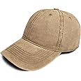 TOSKATOK Mens Boys Womens 100% Cotton Distressed Stonewash Peaked Baseball Cap Hat with Adjustable Sizing Strap