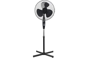 COZYBRITE Pedestal Fan Cooling 16 inch Standing Electric Oscillating Floor Fans with 3 Speed Setting Adjustable Height Tilt Angle for Living Room Bedroom Home Use FS40-3 (Black)