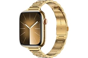 Tasikar Band Compatible with Apple Watch Band 49mm 45mm 44mm 42mm 41mm 40mm 38mm Women Stainless Steel Metal Replacement Strap Compatible with Apple Watch Ultra SE Series 9 8 7 6 5 4 3 2 1, Gold