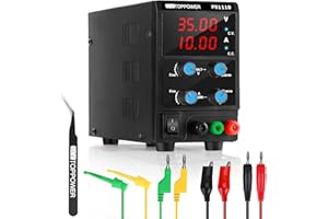 SKY TOPPOWER DC Power Supply Variable 35V 10A Bench Power Supply Switching Adjustable Power Supply with Alligator Cord for Electronic DIY, Repairing, Testing.