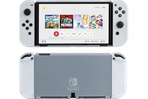 GeekShare Przezroczyste etui ochronne, smukły pokrowiec kompatybilny z Nintendo Switch OLED i Joy Con, amortyzacja wstrząsów i odporna na zarysowania, osłona do Switch OLED 2021
