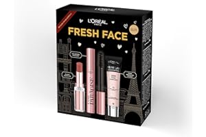 L'OREAL PARIS L'Oréal Paris Fresh Face Primer, Lipstick & Mascara Trio Gift Set Prime Lab 24H Pore Minimiser Primer, Hydrating Balm-In-Lipstick In 191 Nude Heaven & Lash Paradise Mascara Enriched With Castor Oil