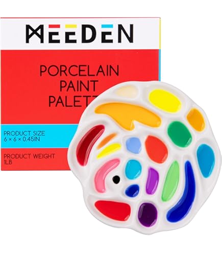 Lot De 12 Palettes Rondes De Mélange + 10 Pinceaux - 11 Cases, Plastique Lisse, 16 Cm - Pour Aquarelle, Acrylique, Huile - 5