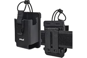 HYS TPU Leather Walkie-Talkie Carrying Case, Radio Holder Compatible with Motorola Hytera Kenwood Baofeng Quansheng Belt Holster, ABS Molle system Clip