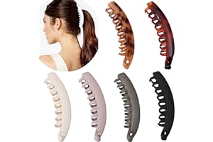 Eyegla 6 Stück Groß Bananenspange Haare Bunten Banana Clip Bananen Haarspangen für Dickes Haar,Rutschfeste Pferdeschwanz Halter Clip für Damen