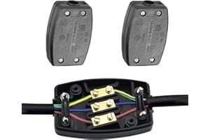 EROVITE 2Pcs 3 Terminal Electrical Junction Box with Flex Cable Gland – 13A 250V Cable Connector, Indoor Wire Connector Box, Easy Install Electric Junction for Lighting, Garden, and Home Use