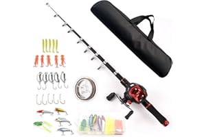 Lixada Baitcasting Combos Fishing Rod and Reel Combo 2.1m Telescopic Fishing Rod with Left Hand/Right Hand Baitcasting Reel