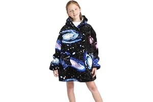 Shamdon Home Collection Kinder Übergroße Hoodie Decke, Kapuzenpullover Sweatshirt mit Ärmel und Tasche,Flanell Kuschelpullover für Mädchen Jungen Teenager
