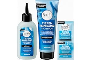 BALEA PROFESSIONAL Balea Tiefenreinigung 3er Pack - Shampoo Tiefenreinigung (250 ml)+Kopfhautpflege Peeling Tiefenreinigung (150 ml) + Tiefenreinigung, Spitzenpflege & Ansatzreiniger (2x8 ml) +Kopfhaut Massagebürste