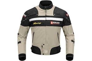 BORLENI Veste de moto coupe-vent pour protection intégrale du corps, armure CE, convient pour toutes les saisons, marron, taille M