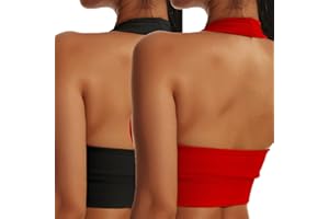 Vertvie Neckholder Sport BH Rückenfrei Fitness Bustier Damen Gepolstert Push Up BH Ohne Bügel Sport BH Top Yoga Bra Mittlerer Halt Workout