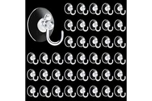 Gebiuhoo Ventosa con gancio 40 Pezzi Ventosa Natalizia con Gancio 40mm Trasparenti Ventose di Ancoraggio PVC Ventosa Forte Tenuta per Vetro Piastrelle Specchio di Ceramica Superficie Liscia