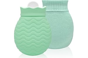 JGCWORKER 320 ml Small Hot Water Bottle with Cover, Hot Water Bag for Back, Neck and Shoulders Pain Relief with Soft Cover Removable and Washable, Best Birthday, Christmas Gifts for Girls Women Kids Adults