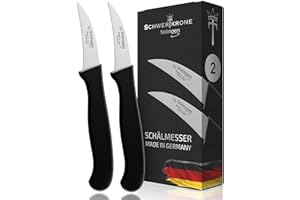 Schwertkrone Ensemble de 2 Couteaux d'Office 6,25cm - Acier Inoxydable, Design Courbe pour Fruits et Légumes, Qualité Supérieure de Solingen