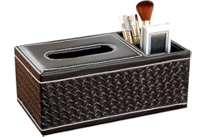 RISMART Trois Compartiments Boite de Rangement pour Ranger Télécommande Clés Tissu Tableau Multi-Appareil,Tresse Noir