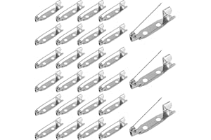 BDBF 100 Pcs Brooch Pins,Secure Brooch Pin,Secure Back Clasp with Back Bar Fastener,Silver Bar Pins,Silver Badge Pin Backs with 2 Holes for Badges Corsages Name Tags Jewelry Making DIY Brooch Crafts