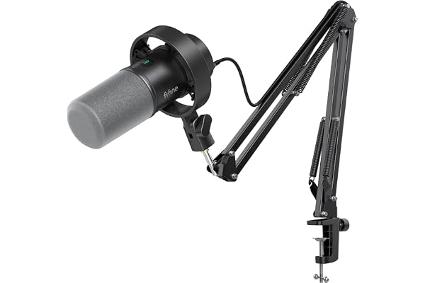 FIFINE K688 Podcast Microphone Kit, USB/XLR Dynamic Microphone with Boom Arm for PC/XLR Mixer, Gaming Mic with Mute Button, Headphone Jack for Vocal, Voice-Over, Streaming, Music Recording -K688CT