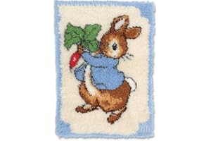 TRUSME DIY Latch Hook Rug Kits Unfinished Crocheting Tapestry Yarn Needlework Cushion Set for Embroidery Carpet Rabbit with Carrot Mat