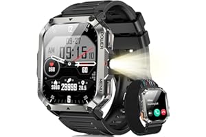 Blackview Military Smart Watch for Men Outdoor Adventure | 100-Day Ultra-Long Battery | Flashlight & Compass | Bluetooth Calling | Health Monitor | 153+ Sports Modes | IP68 Waterproof for iOS Android
