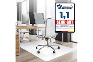 ‎OFFICEMARSHAL Bodenschutzmatte Bürostuhl, Schreibtischstuhl Unterlage transparent, Unterlage Schreibtisch Schutzmatte, Bodenschutzmatten für Bürostühle, 114 x 150 cm für Hartböden (Weiß)