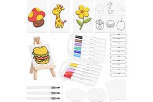 AOOTE Kit per Pittura 3D con Texture in Spugna, 38 Kit Di Pittura Gonfia, con Carta Strutturata in Schiuma, Penne Colorate, Penne ad Acqua, Catena di, Cavalletto In Legno, per Disegnare, Arti