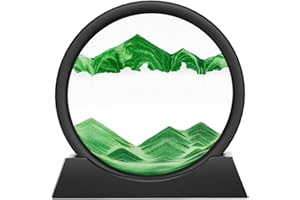 Wai Danie Sandbilder zum Drehen 3D Sandscape - die Sandkunst in Tiefsee,Fließende Sandmalerei Sandbild Geschenke Sanduhr Deko Aesthetic für Büro Wohnzimmer Dekoration Erwachsene Kinder (Grün, 7 Inch)