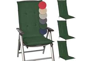 Beautissu Zestaw 4 poduszek na krzesła ogrodowe 120x50x6 cm Loft HL Ciemnozielony poduszka na krzesło z wysokim oparciem, poduszka na siedzisko do mebli ogrodowych z wysokim oparciem