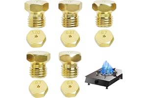 GBULTR Ugelli gas GPL Universali per Bruciatori Metano e Propano, Kit Installazione Fornelli Butano, Ugelli GPL per Cucina, Ricambio Stufe e Bruciatori, Modelli 0,5/0,7/0,87/1,02mm (5 pezzi)