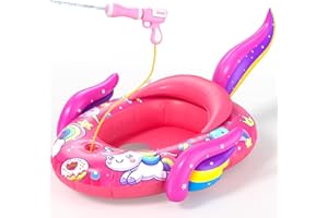 Sunrad Children's Swimming Ring with Water Gun, Inflatable Unicorn Swimming Hoop, Children's Dinghy Swimming Ring, Swimming Aid Children Swimming Seat for Toddlers from 3-10 Years