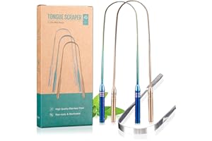 Y-Kelin - Lot de 3 gratte-langues en acier inoxydable pour soins buccaux (3 pièces en acier inoxydable)