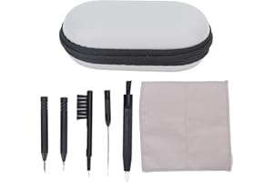FOLANDA 7 Pieces Hearing Aid Cleaning Tools, Universal Hearing Aid Cleaning Kit, Portable Hearing Aid Earbuds Amplifier Cleaner Brush Kit with Cleaning Cloth and Hard Zipper Case