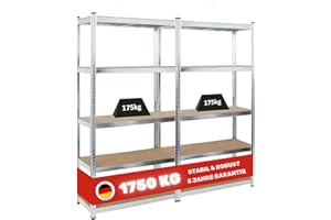 PROREGAL 2X Schwerlastregal Gorilla | HxBxT 180x90x40cm | Fachlast 175kg | Verzinkt | Garagenregal Kellerregal Werkstattregal Lagerregal Steckregal