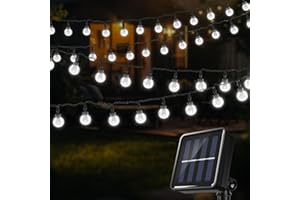 FIBRAVE 1pc 100/60/40/20LED Solar String Lights Outdoor Waterproof, Crystal Globe Lights with 8 Modes, Solar Powered Patio Lights for Garden Yard Porch Wedding Party Decor (Warm White/Multi-Coloured/White)
