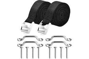 HYEPNED 2pcs Heavy Duty Ratchet Strap, 25mm x 1.2m Adjustable Lashing Strap with Cam Buckle - Black Multifunction Straps for Vans, Motorcycles, Trucks, Trailers, Luggage, Cargo (Black)