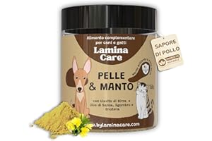 Lamina Care - Rimedi Dermatite Cane e Gatto in Polvere con Omega 3, Soluzione Naturale Contro il Prurito Cane, Integratori per Cani con Olio di Pesce per Cani e Gatto per una Pelle e un Manto Sani